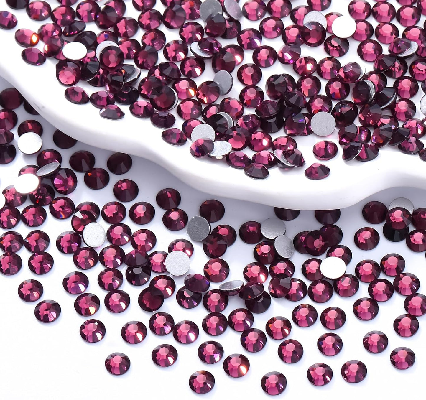Purple Flatback Rhinestones, Glass Rhinestones for Nail Art and Craft, Glue Fix, Loose Crystal Gemstones(Purple, SS16, 1440pcs, 3.8-4.0mm)