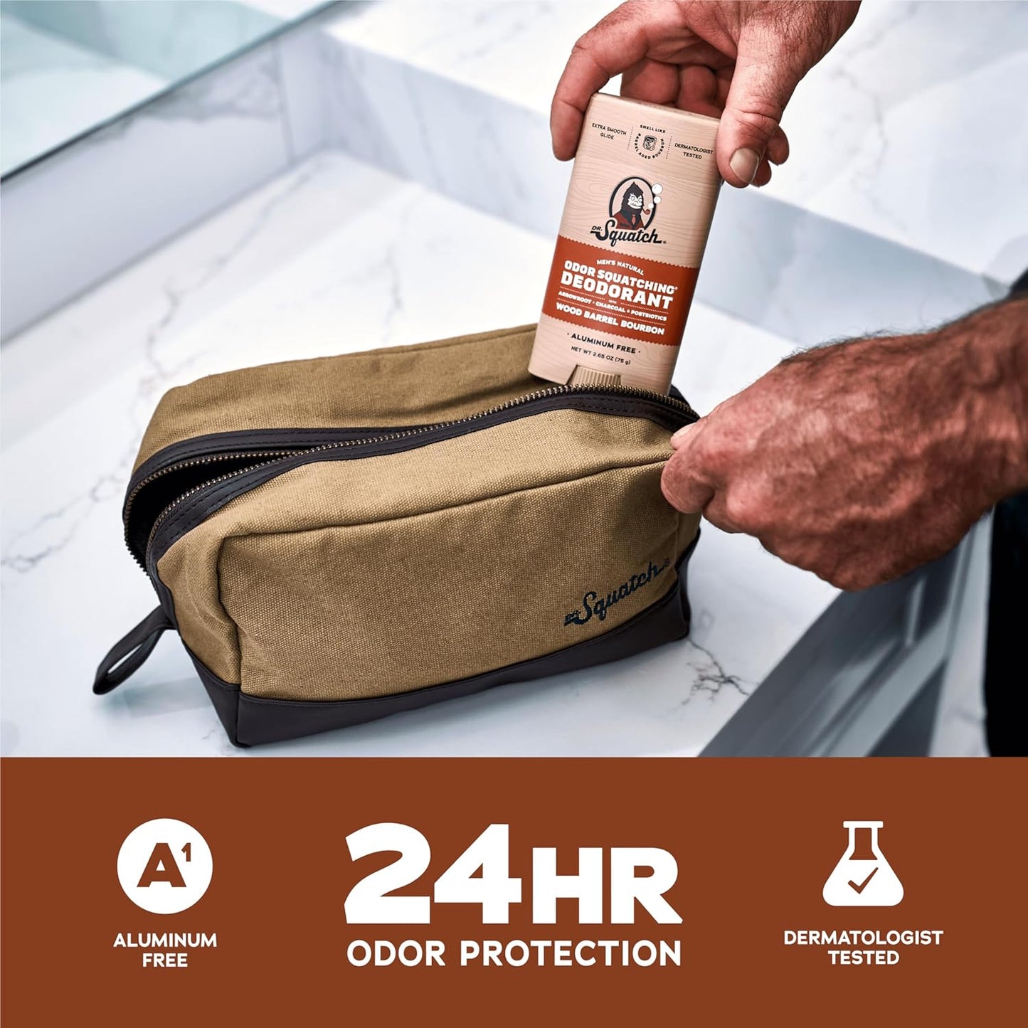 Dr. Squatch Natural Deodorant for Men 3 Pack Wood Barrel Bourbon – Odor-Squatching Men's Deodorant Aluminum Free (2.65 oz, 3 Pack)