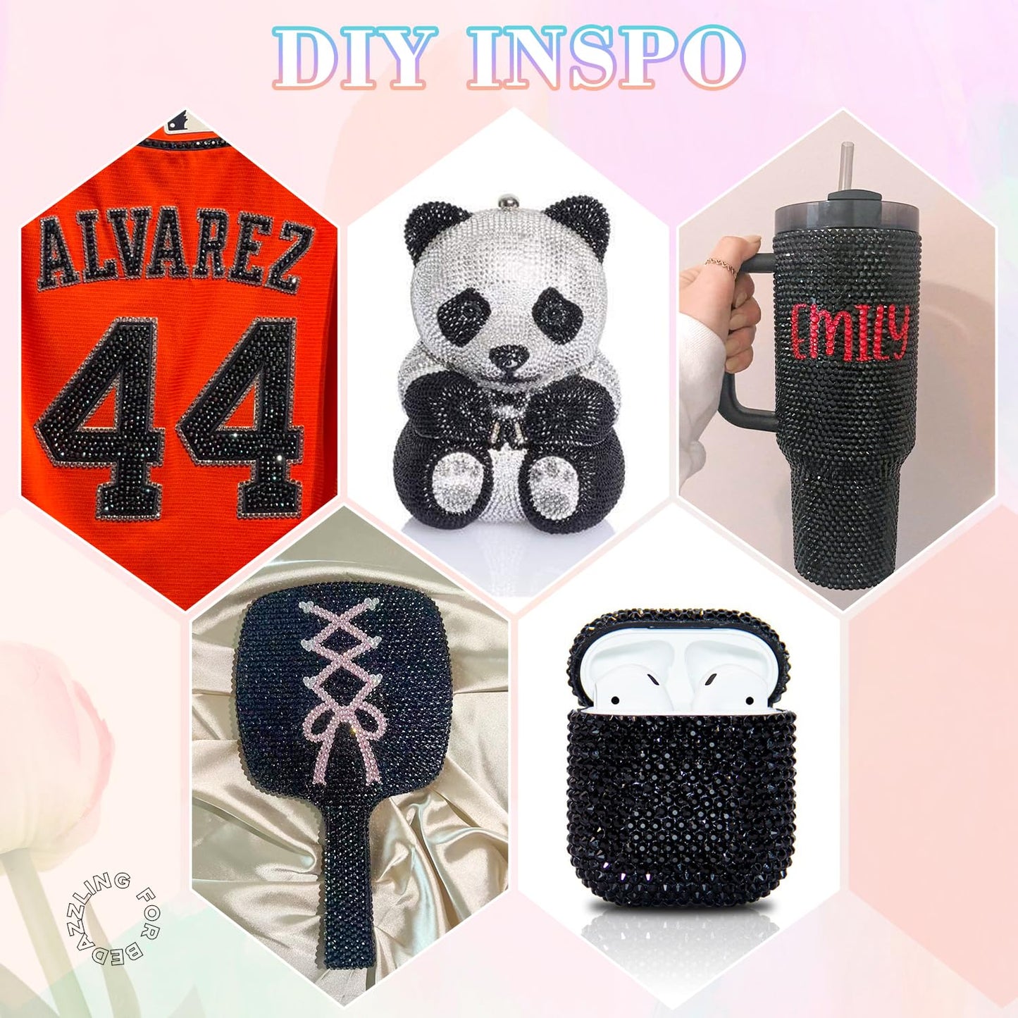 30000Pcs Resin Black Rhinestones with B7000 Jewelry Glue for Crafting, 2-6mm Non Hotfix Flatback Gems, Bedazzling Crystal for DIY Crafts Clothing Tumblers Mugs Shoes Fabric Decor Nail Art