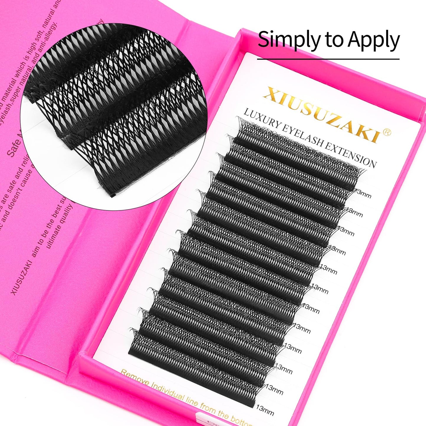 Lash Extensions Double Tips 4D Eyelash Extensions W Shape 0.07mm Thickness C Curl 14mm Premade Fans Easy Fan Volume Lashes Matte Black Crisscross(W-4D-Double Tips-0.07-C,14mm)