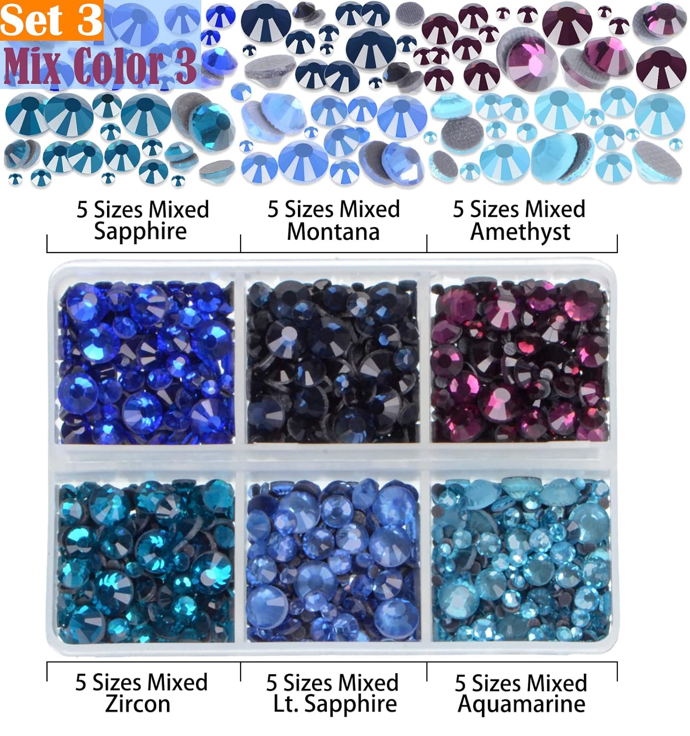 LPBeads 10000pcs Hotfix Rhinestones Flatback Glass Crystal 24 Mixed Color Rhinestone with Tweezers and Picking Pen for Crafts Clothes Nail Art