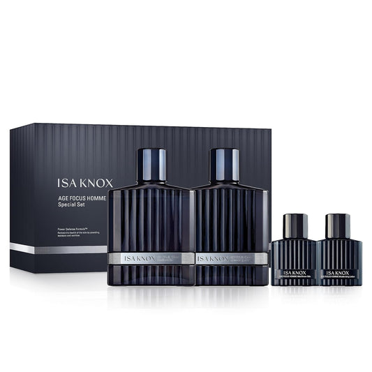 ISA KNOX Age Focus Homme (Premium Skincare Gift Set, 12.2fl oz) - Even Skin Tone & Wrinkle Care. Toner and Lightweight Moisturizer Set , Niacinamide, Adenosine | Korean Skincare,