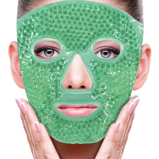 ZNÖCUETÖD Face Eye Mask Ice Pack for Reducing Puffiness, Bags Under Eyes, Puffy Dark Circles, Migraine,Hot/Cold Pack with Soft Plush Backing (Green #43)