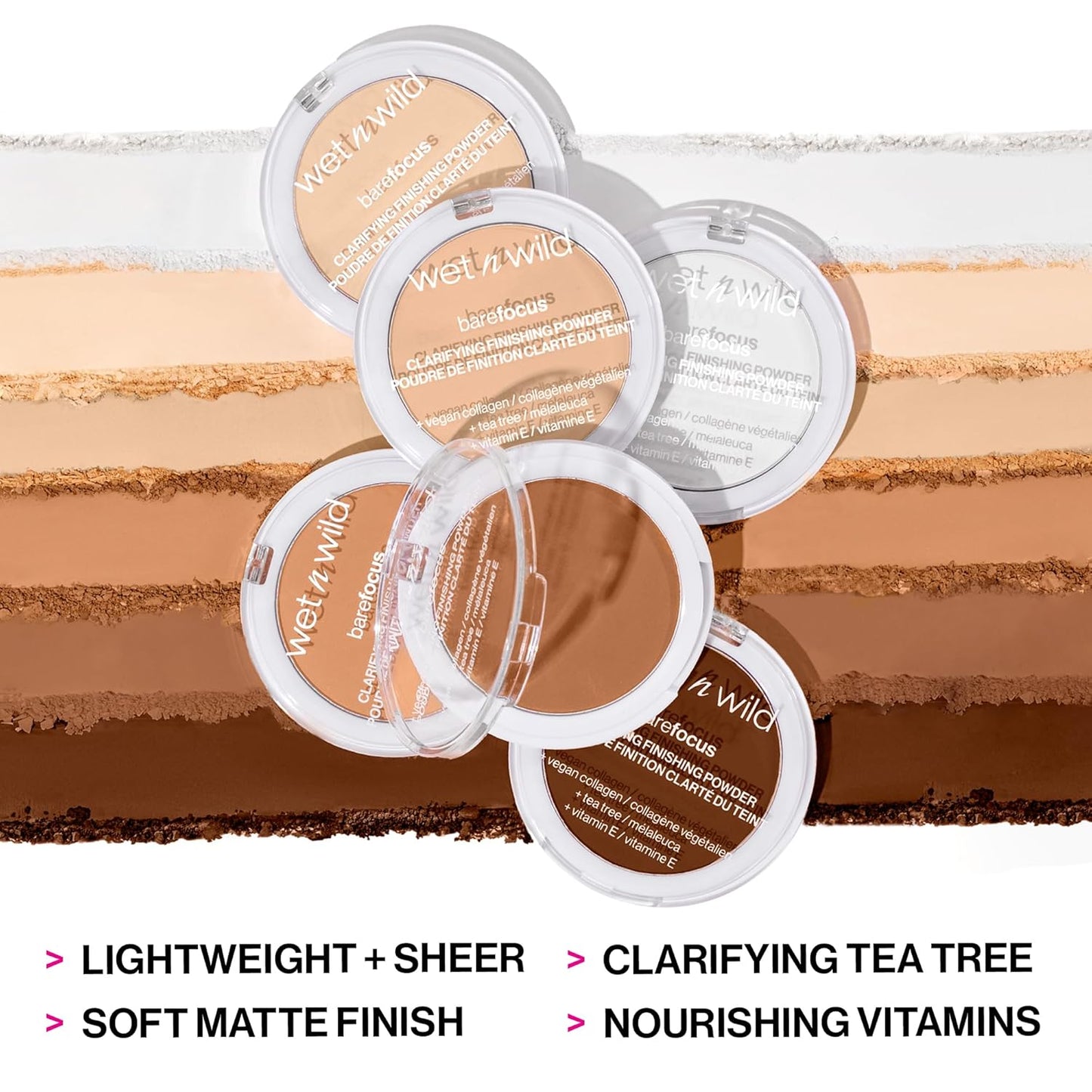 wet n wild Bare Focus Clarifying Finishing Powder | Matte | Pressed Setting Powder Medium-Tan (Pack of 2)