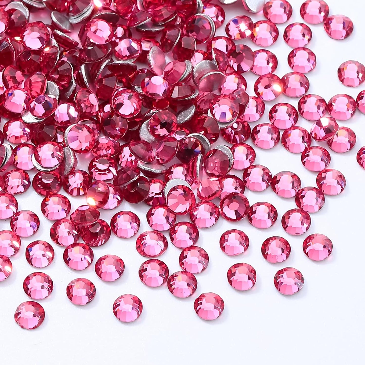 Rose Flatback Rhinestones, Glass Rhinestones for Nail Art and Craft, Glue Fix, Loose Crystal Gemstones(Rose, SS10, 1440pcs, 2.7-2.8mm)