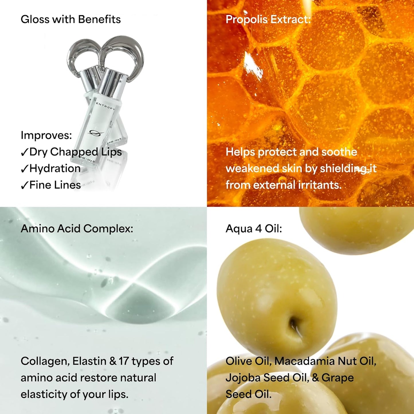 ENTROPY Makeup Charm Ultra Glossy Lip Serum, Nourish Lip Care with Amino Acid Complex, Hydrating, Cooling Care, Non-Sticky, High Shine Finish, Crystal Clear