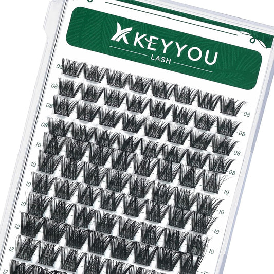 Lash Clusters 96pcs Individual Lashes Y01 D Curl 8-12MIX Cluster Lashes KEYYOU Volume Wispy Lash Extension Soft&Comfortable Easy DIY at Home(Y01,D-8-12MIX)