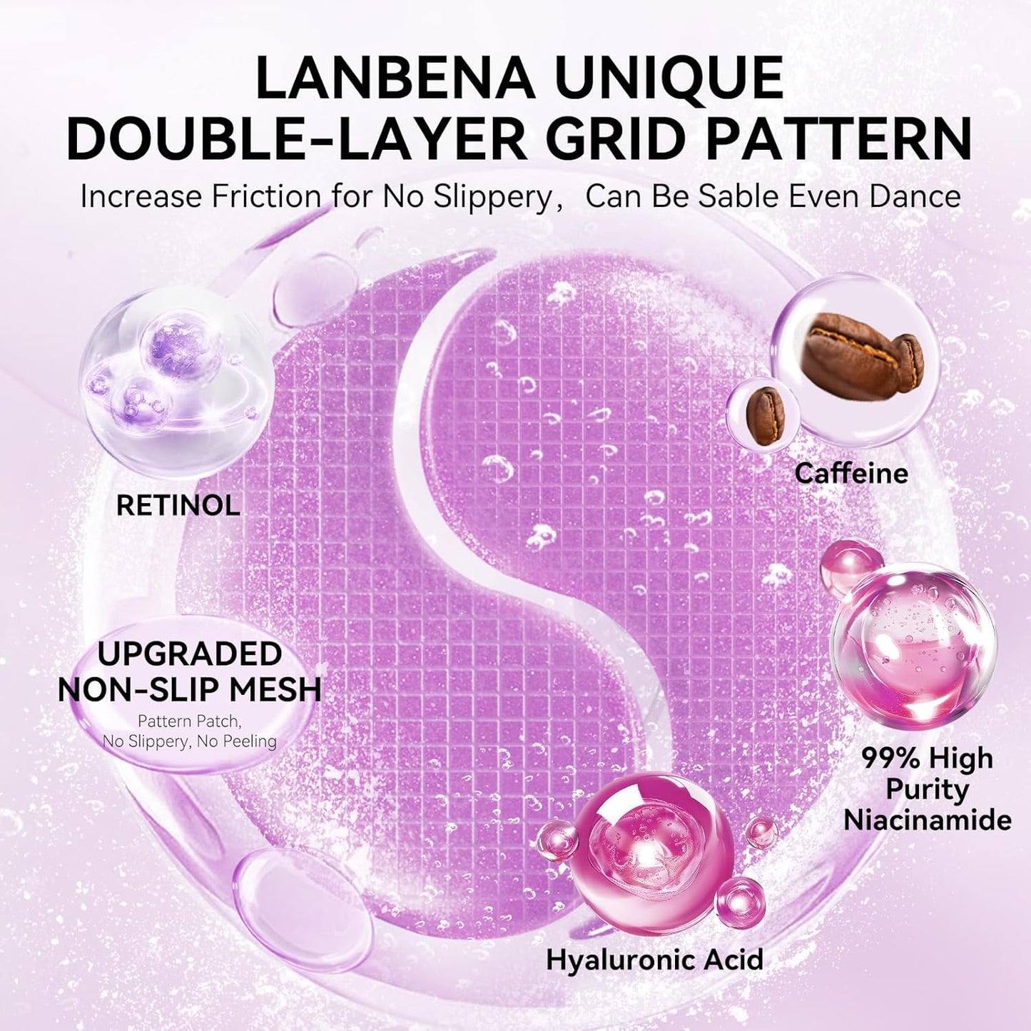 LANBENA Retinol Under Eye Patches for Dark Circles and Puffy Eyes, Cooling Eye Masks for Eye Bags, Fine Lines & Wrinkles Reduce, Anti-Aging, Hydra-Gel Collagen-30 Pairs