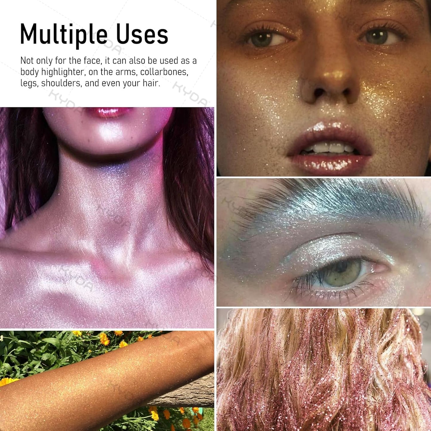 KYDA Highlighter Powder Spray, High Glossy Shimmer Sparkling Powder for Face and Body Glitter Makeup, Body Glitter Spray, Green