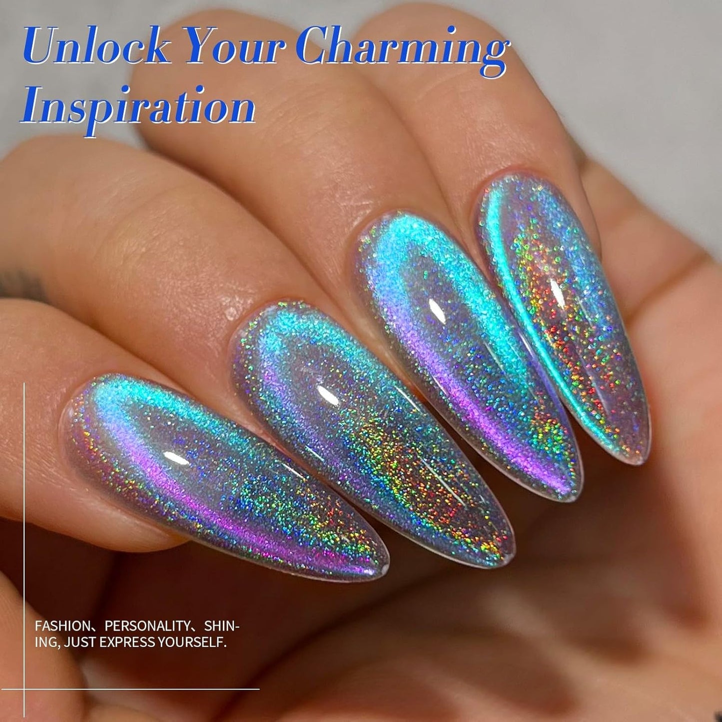 Born Pretty 9D Cat Magnetic Eye Gel Nail Polish Holographic Rainbow Gel Polish Blue Purple Soak Off U V LED Gel Polish Nail Art Design Manicure Salon DIY Home 15ML