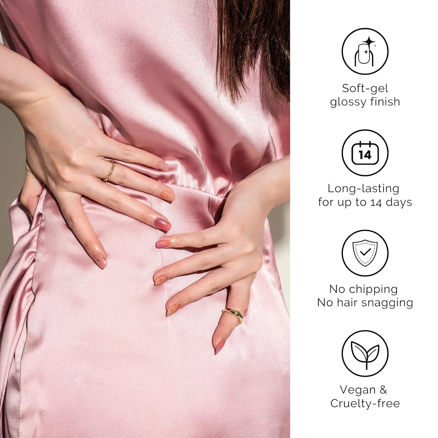 Nailog Semi Cured Gel Nail Strips 34 pcs | Long Lasting Nail Polish Sticker Wraps with Glossy Gel Finish | Twilight