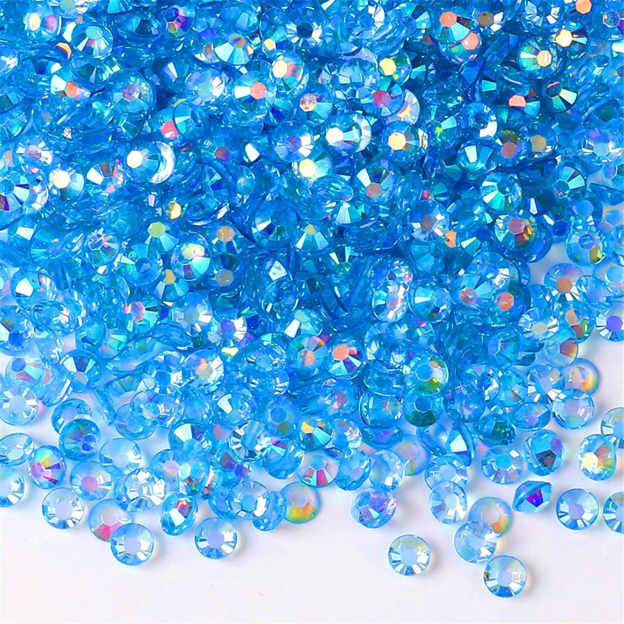 500 Pieces SS30 6mm Flatback Rhinestones AB Clear Round Gems Crystals for Nail Art DIY Crafts Clothes Shoes Bags （Transparent Peacock Blue AB）