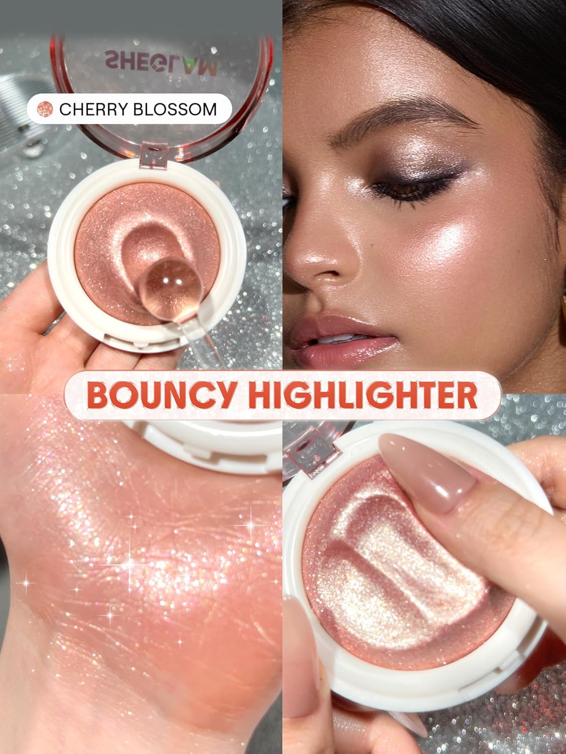 SHEGLAM Glowchi Bouncy Highlighter Mochi-like Formula Highlighter Long-lasting Shimmer Makeup-Cherry Blossom