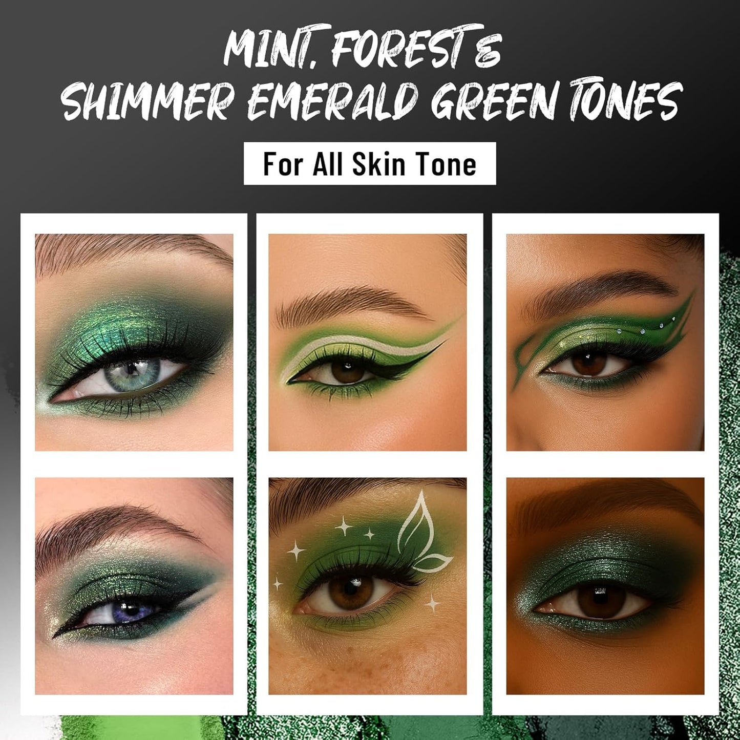 Green Eyeshadow Palette with Mirror Lime Forest Emerald Tones Matte Shimmer 6 Colors Mini Eye Shadow Pallet Travel Size Highly Pigmented for Goth Fairy Joker Wicked Halloween Parties Makeup