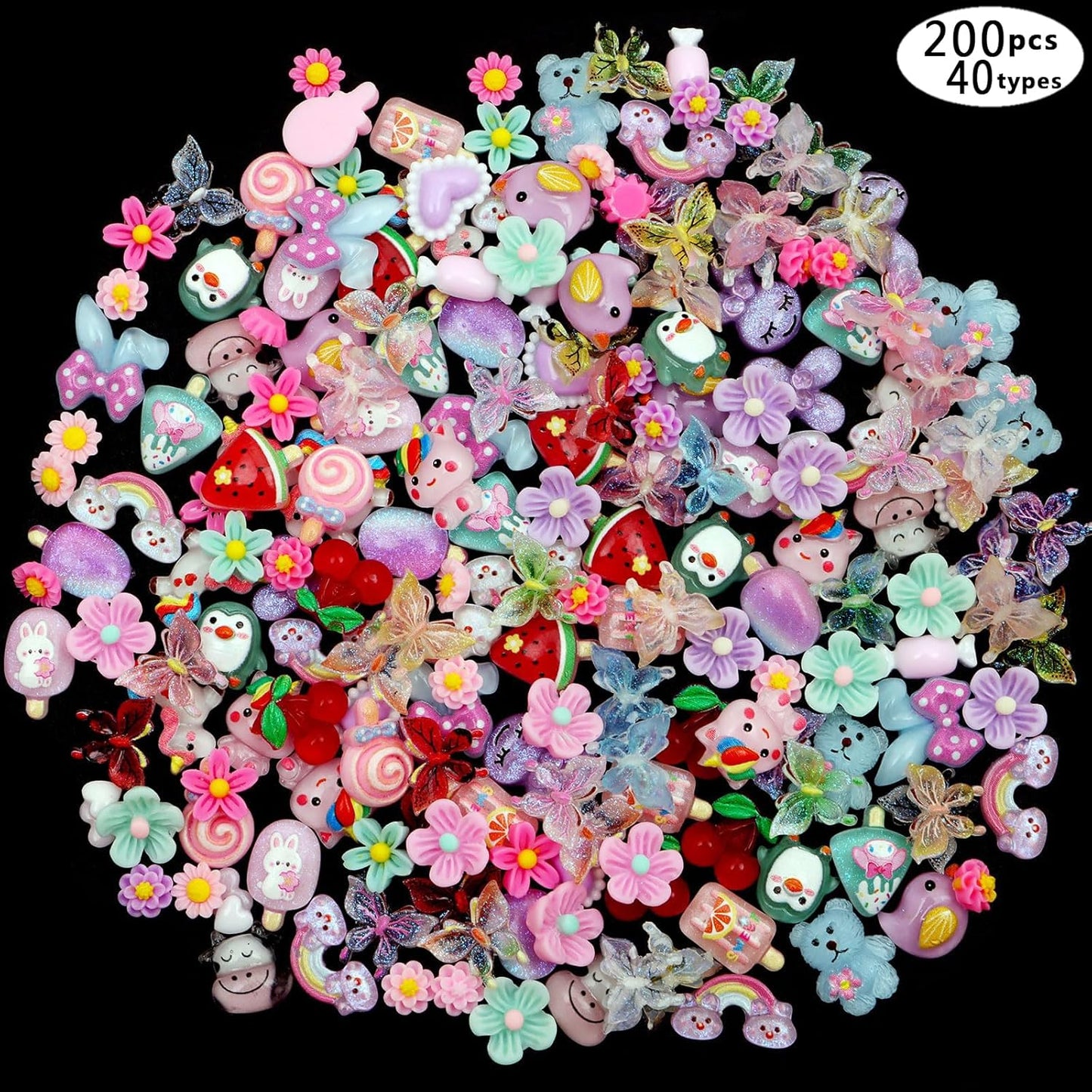 250pc 3D Nail Charms Set - Diverse Shapes & Colors for Acrylic Nails & DIY Crafts (#3)