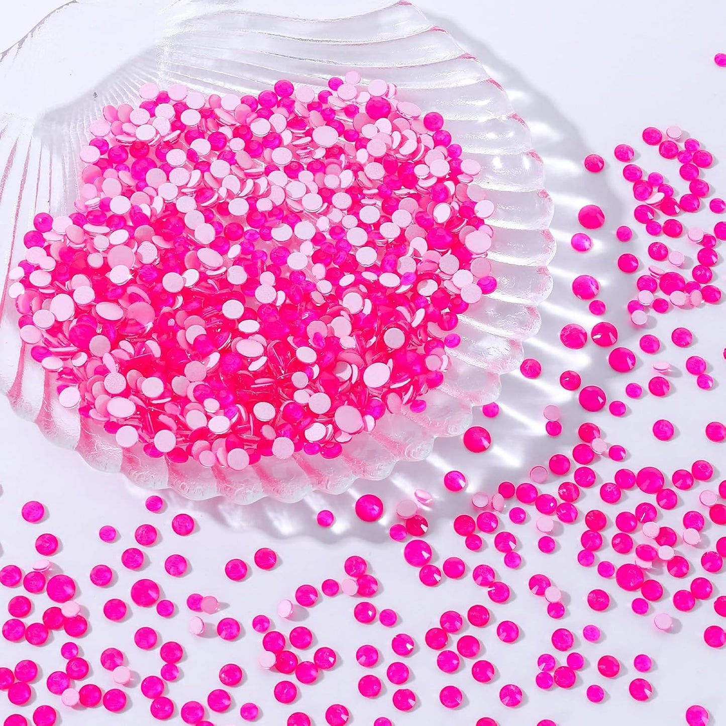 Neon Rose Flatback Rhinestones, Glass Rhinestones for Nail Art and Craft, Glue Fix, Loose Crystal Gemstones(Neon Rose, SS8, 1440pcs, 2.3-2.5mm)