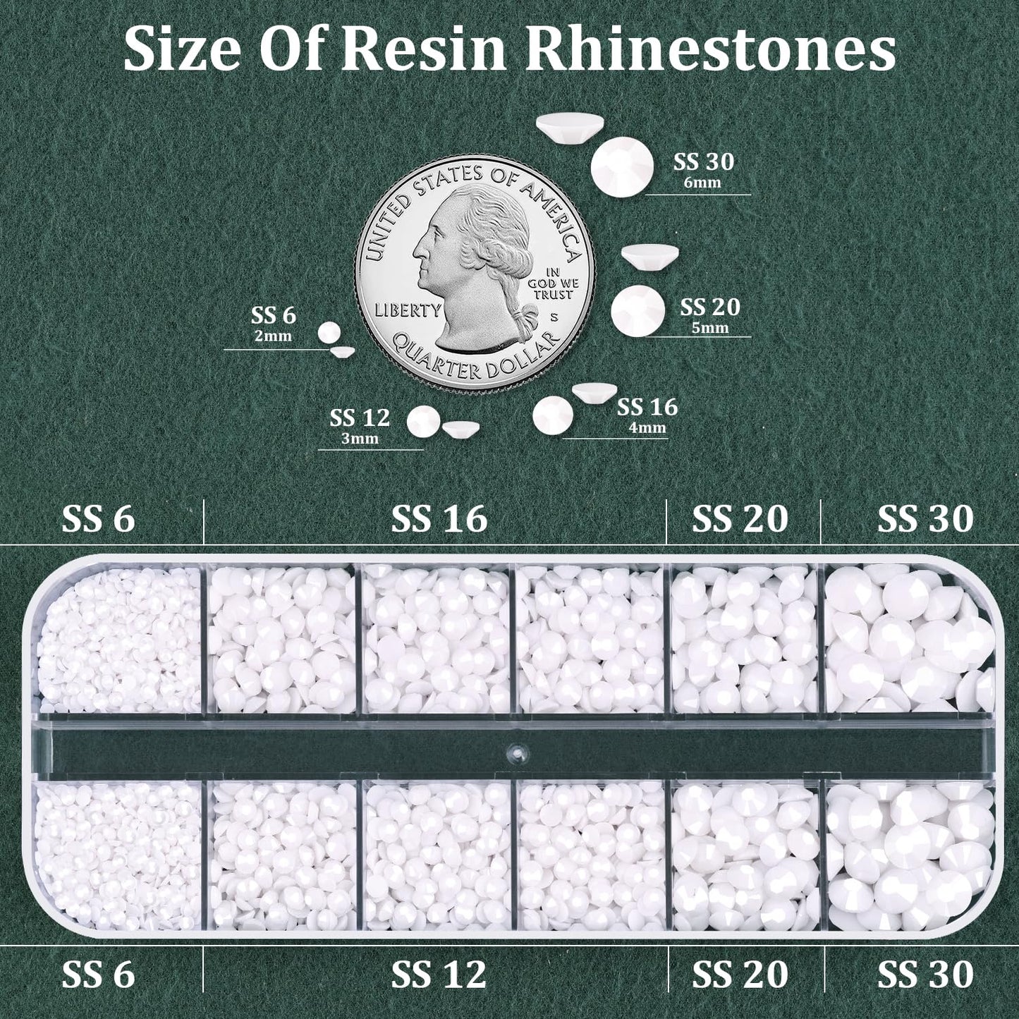 Resin Rhinestones for Crafting with B7000 Jewelry Glue, 1 Box White Flatback Crystals with 3Pcs 10ml Glue for Bedazzling Crafts DIY Nail Art Makeup，Non Hotfix Gems for Clothing Shoes