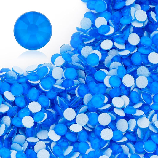 Neon Blue Flatback Rhinestones, Glass Rhinestones for Nail Art and Craft, Glue Fix, Loose Crystal Gemstones(Neon Blue, SS8, 1440pcs, 2.3-2.5mm)