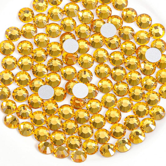Beadsland 1440pcs Flat Back Crystal Rhinestones Round Gems for Nail Art and Craft Glue Fix, Topaz,SS8,2.3-2.5mm