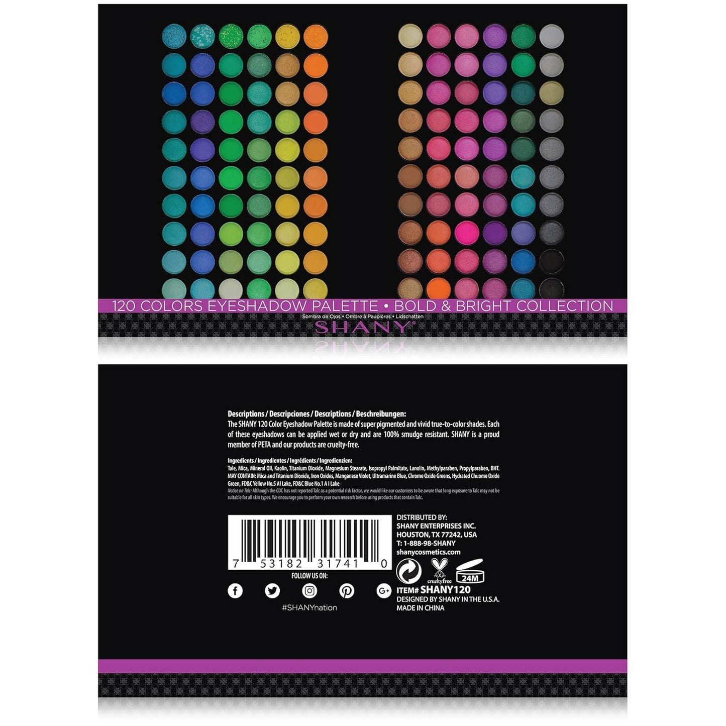 SHANY Highly Pigmented Eye Makeup Palette, 120 Matte Shimmer Metallic Eyeshadow Pallet with Long Lasting and Blendable Natural Colors - Classic Neon