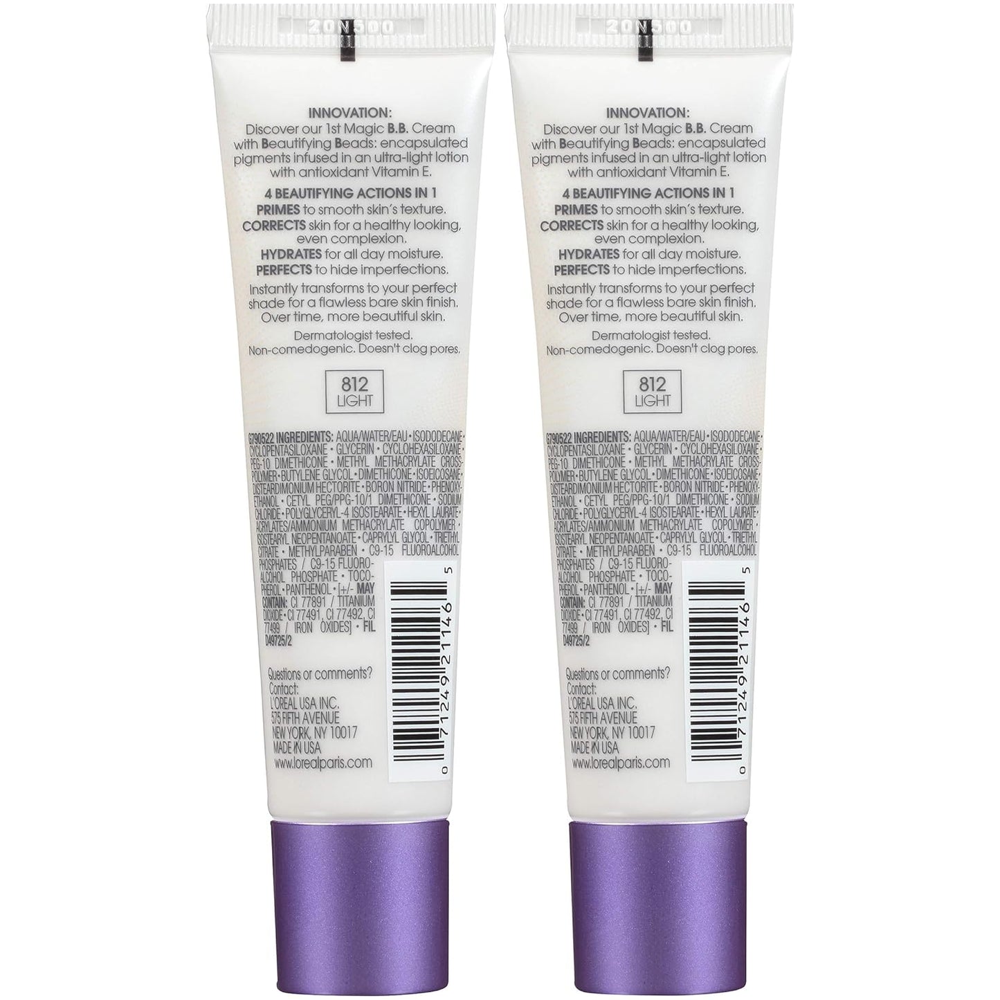 L'Oréal Paris Makeup Magic Skin Beautifier BB Cream Tinted Moisturizer, Light, 1 fl oz, 2 Count