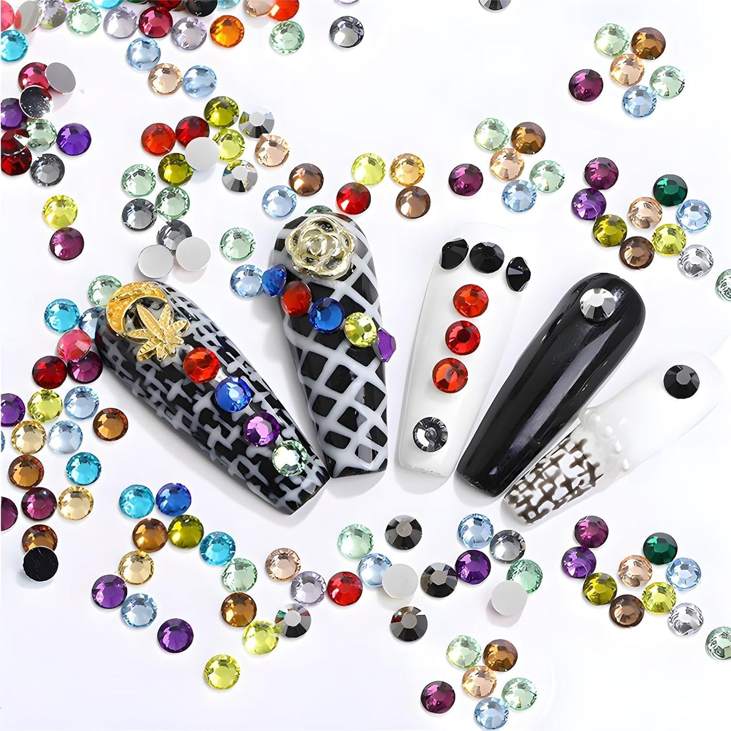 Flatback Rhinestones Round Gems for Nails Art and Crafts 4000Pcs SS6 2mm Glitter Crystals Stone DIY Bags Clothes Shoes (Champagne)