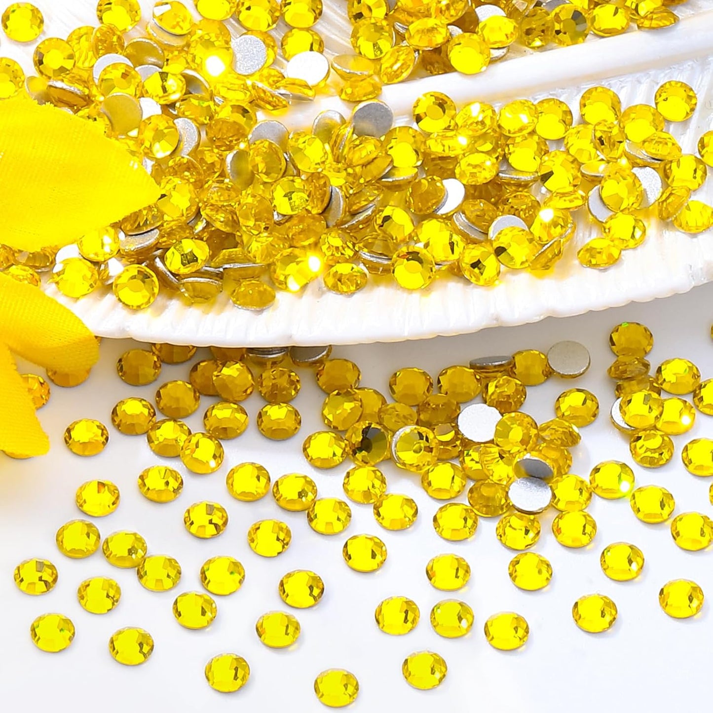 Citrine Flatback Rhinestones, Glass Rhinestones for Nail Art and Craft, Glue Fix, Loose Crystal Gemstones(Yellow, SS6, 1440pcs, 1.9-2.0mm)