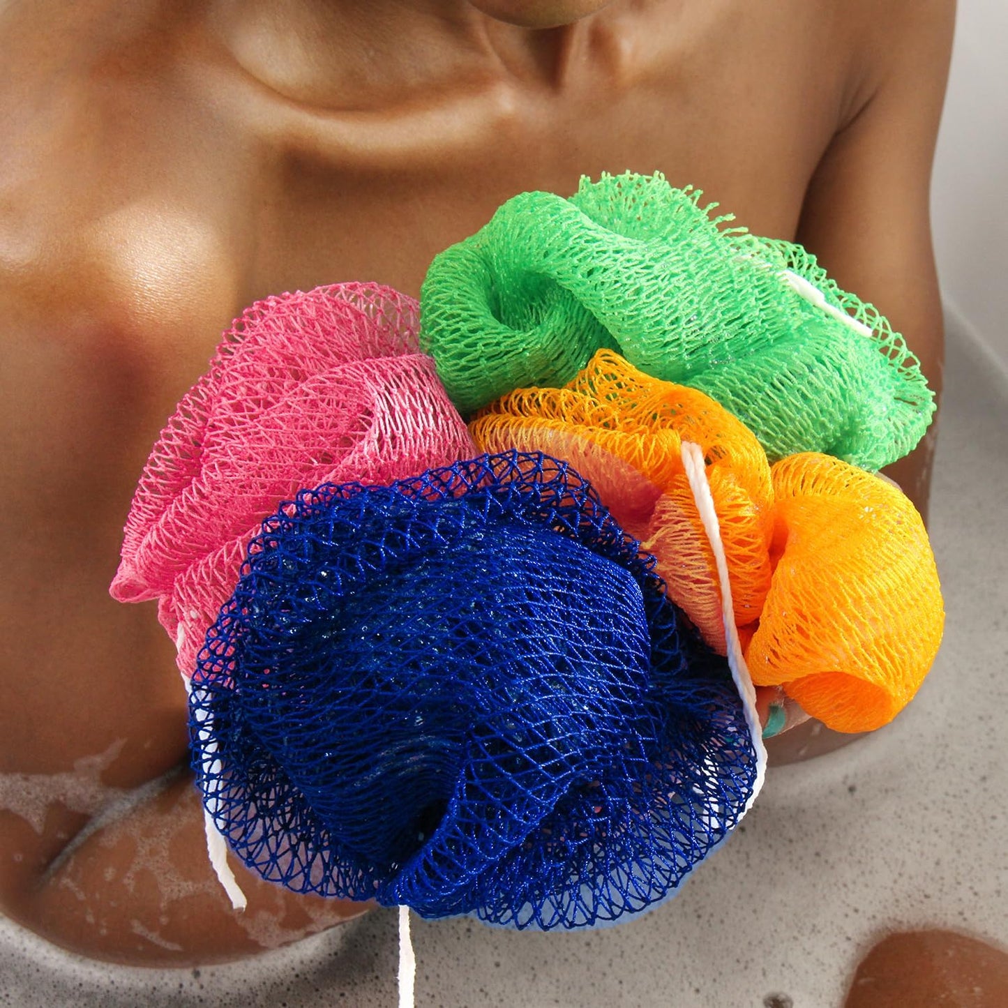 African Net Sponge Authentic - 2 Pieces Real African Exfoliating Sponge with Knots - Afro Back Scrub Net for Body Exfoliator - Bath Loofah Washcloth for Shower Essentials