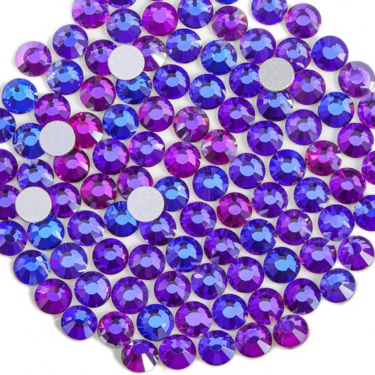 Beadsland 2880pcs Flat Back Crystal Rhinestones Round Gems for Nail Art and Craft Glue Fix, Purple Velvet,SS4,1.5-1.7mm