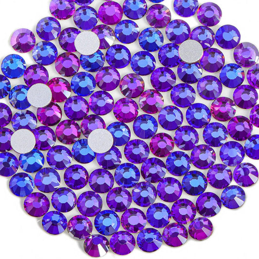 Beadsland 1440pcs Flat Back Crystal Rhinestones Round Gems for Nail Art and Craft Glue Fix, Purple Velvet,SS16,3.8-4.0mm