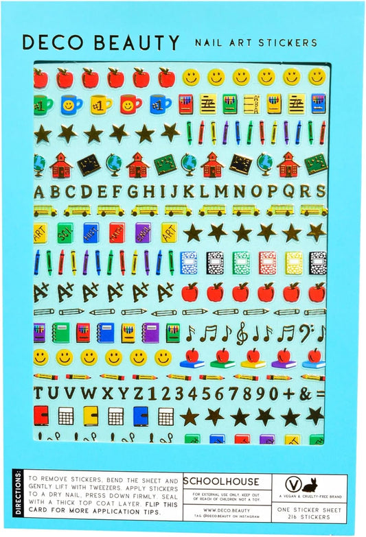 Schoolhouse Nail Stickers - Lightweight & Easy-to-Apply Nail Art with Trendy Designs - Durable & Long-Lasting Nail Stickers for Women, Ideal for DIY Manicures & Salon-Quality Nails