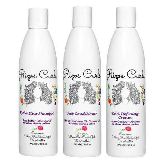 Rizos Curls Trio Bundle, Hydrating Shampoo & Deep Conditioner & Curl Cream Bundle, Gently Cleanse and Hydrate Curly Hair, Style & Define Curls for Frizz Free Volume, For All Curl Patterns 2a - 4c
