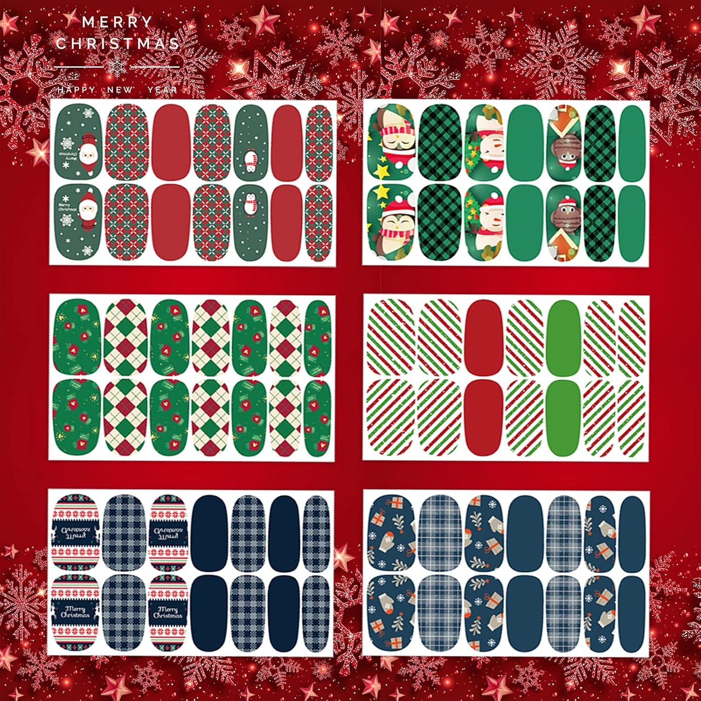 TailaiMei 14 Sheets Christmas Nail Wraps Stickers Nail Polish Strips Self-Adhesive Full Wraps with 2 pcs Nail Files for DIY Nail Art Decals (Gift Style)