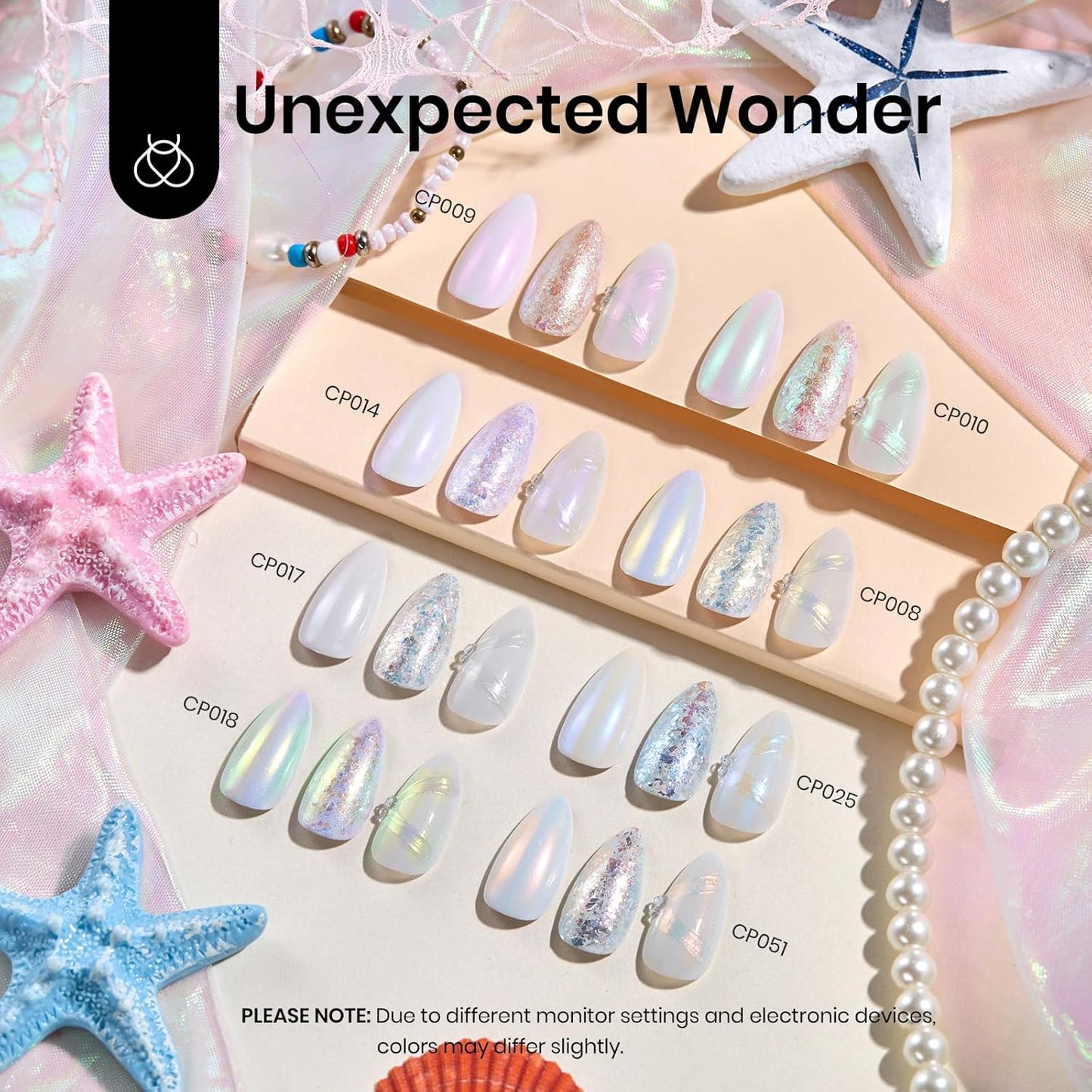 Beetles Chrome Nail Powder Metallic Mirror Effect, Holographic Aurora Mermaid Pearl Glitter, Chrome Powder for Gel Nails Manicure Nail Art Decoration 8 Colors 0.5g/Jar