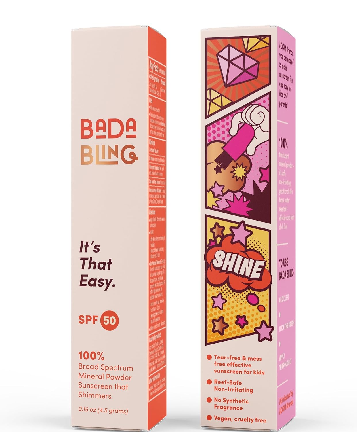 Bada Boom Bada Bling Shimmer Mineral Translucent Sunscreen Powder, Brush on SPF 50 and Sparkles
