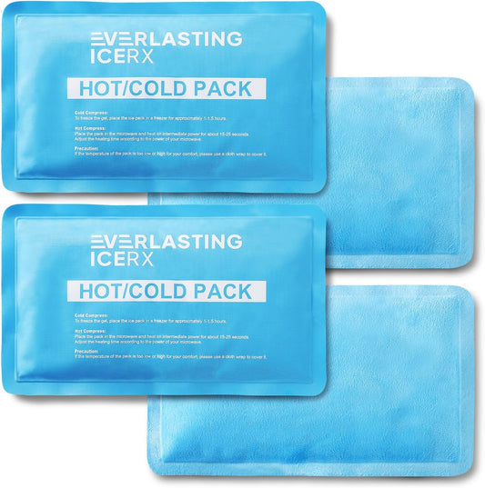 Reusable Hot and Cold Gel Soft Ice Packs - 4 Pack Large Gel Ice Pack - Hot and Cold Therapy Solution for Injuries, Cold Packs for Pain Relief - Ice Packs for Injuries Reusable - 10 x 5