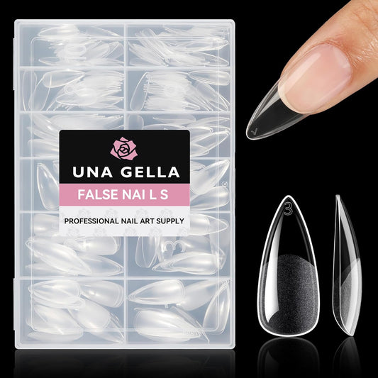 UNA GELLA Stiletto Gel Nail Tips: Full Cover 312Pcs No C Curve Halloween Stiletto Nail Tips Pre-buff Press On Nails Half Matte Almond Gel Tips for Nail Extension DIY Salon 12 Sizes