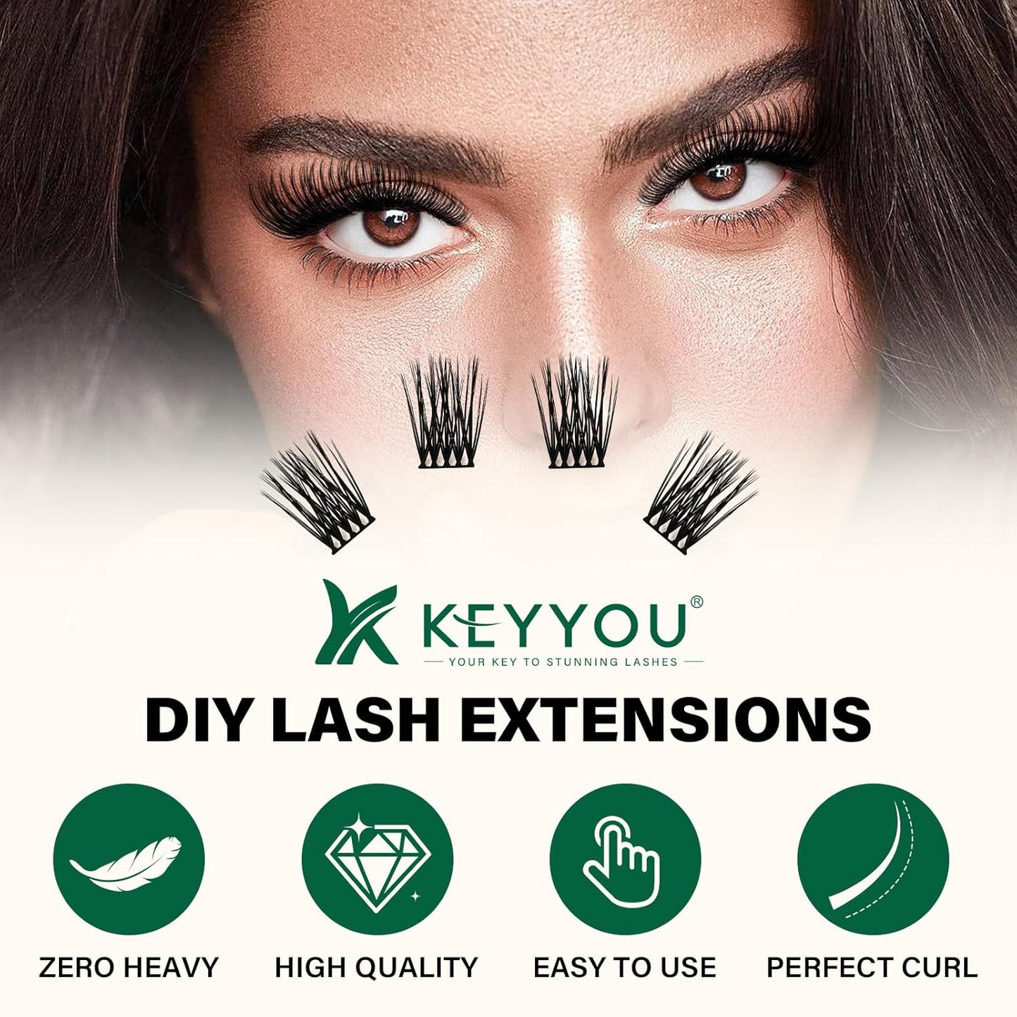 Lash Clusters 144pcs Individual Lashes D Curl 10mm Eyelash Clusters KEYYOU Air Touch Cluster Lashes Super Lightweight Soft Wispy Comfortable DIY at Home(Air03-D-10mm)