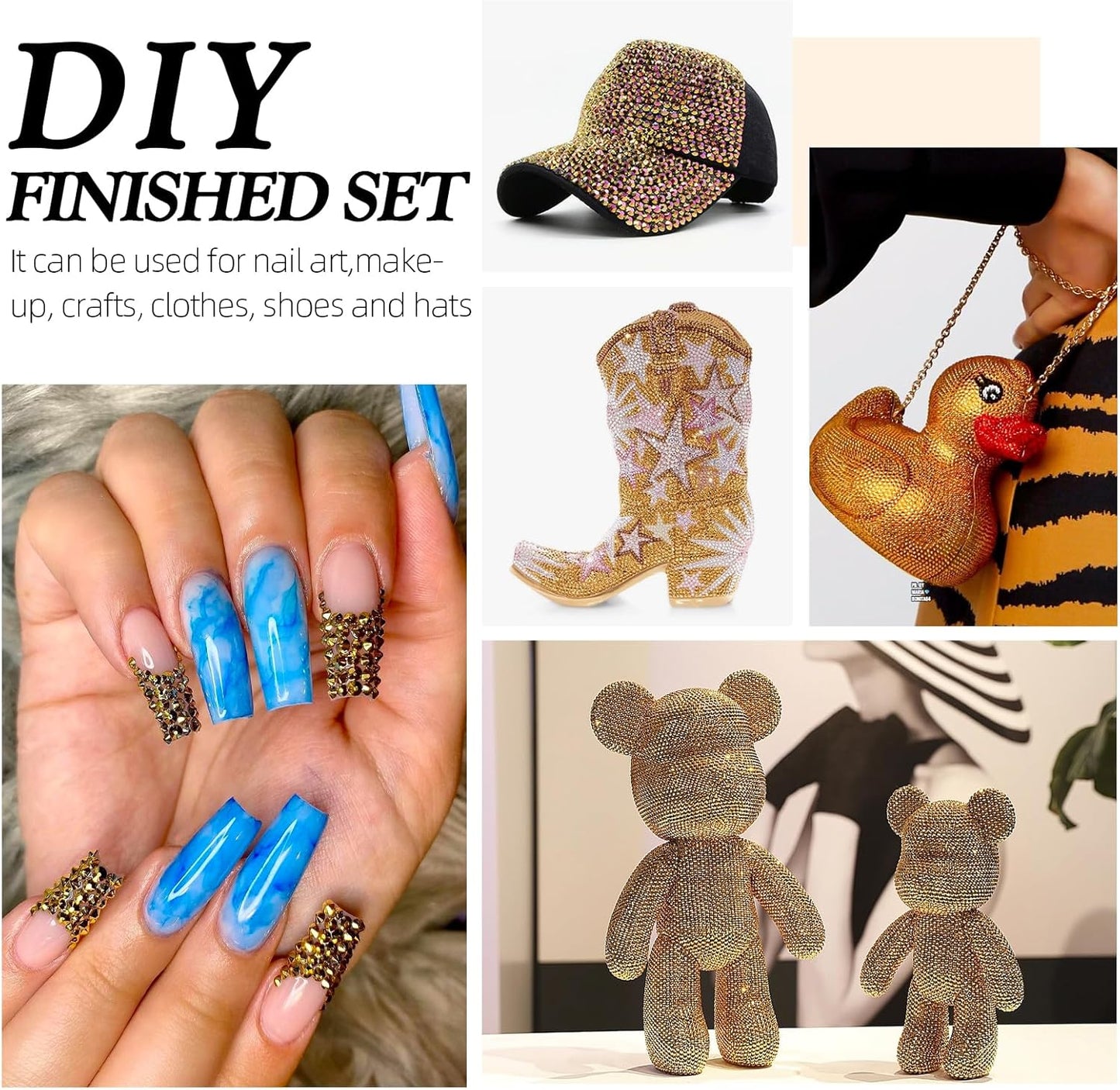 Gold Flatback Rhinestones, Glass Rhinestones for Nail Art and Craft, Glue Fix, Loose Crystal Gemstones(Gold, SS20, 1440pcs, 4.6-4.8mm)