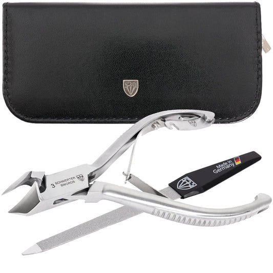3 Swords Germany - Brand Quality Professional Toe Nail Nipper Clipper Set Stainless Steel Wave Nipper, Head Cutter, Nail File with case for ingrown Toe Nails, Manicure Pedicure by 3 Swords (196)