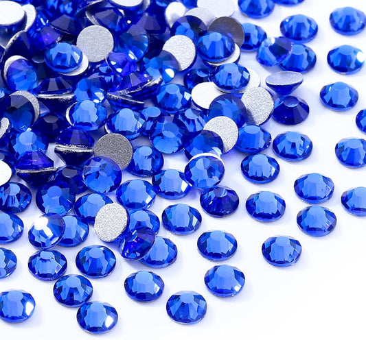 Sapphire Flatback Rhinestones, Glass Rhinestones for Nail Art and Craft, Glue Fix, Loose Crystal Gemstones(Blue, SS20, 1440pcs, 4.6-4.8mm)