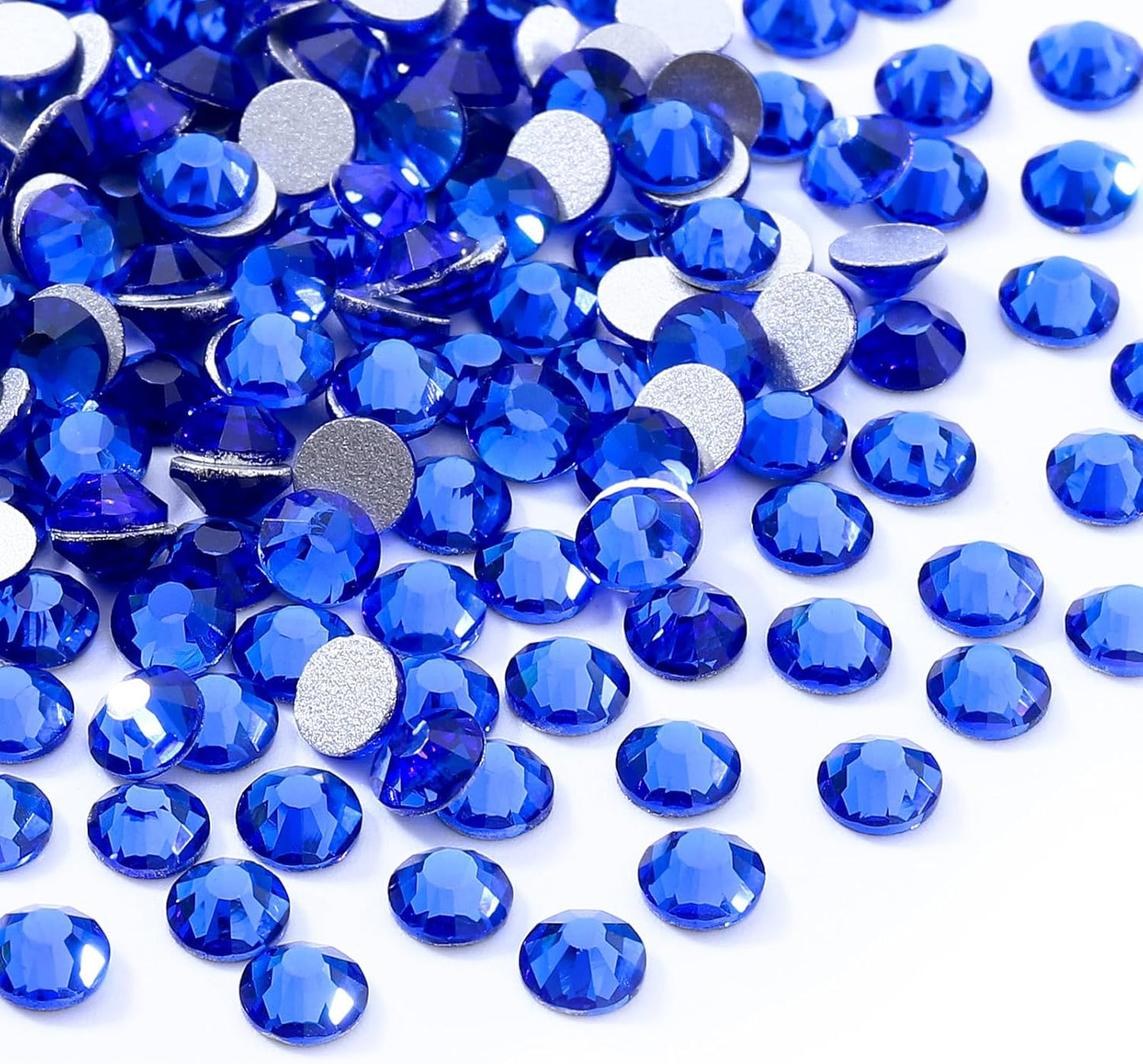 Sapphire Flatback Rhinestones, Glass Rhinestones for Nail Art and Craft, Glue Fix, Loose Crystal Gemstones(Blue, SS16, 1440pcs, 3.8-4.0mm)
