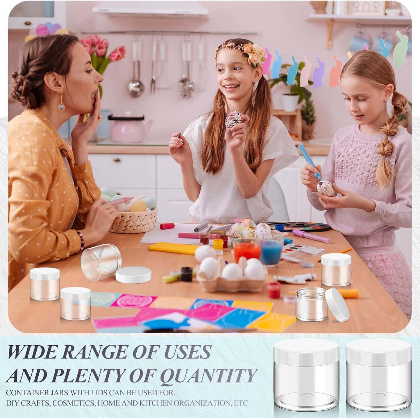 SATINIOR 36 Pieces 10 oz Plastic Jars with Lids Wide Mouth Airtight Reusable Container Acrylic Cosmetic Small Jars for Lotions Ointments Travel Toiletries Creams Make up Storage(White)