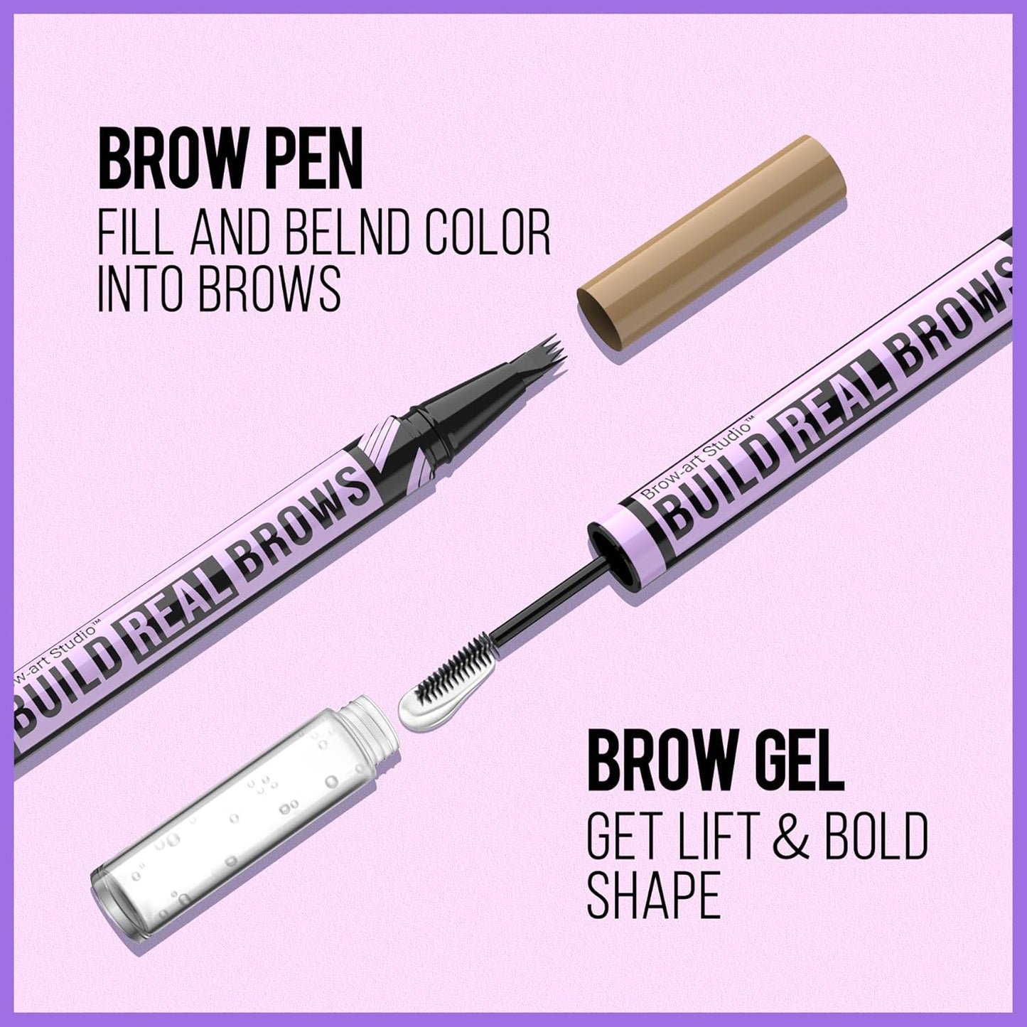 iMethod Eyebrow Pen and Eyebrow Gel - Eyebrow Pencils for Women with 4-Fork-Tip & Brow Gel Clear, Magical 2-in-1 Dual-Ended Brow Pen for Fuller-Looking Defined Brows, Stay All Day, Black