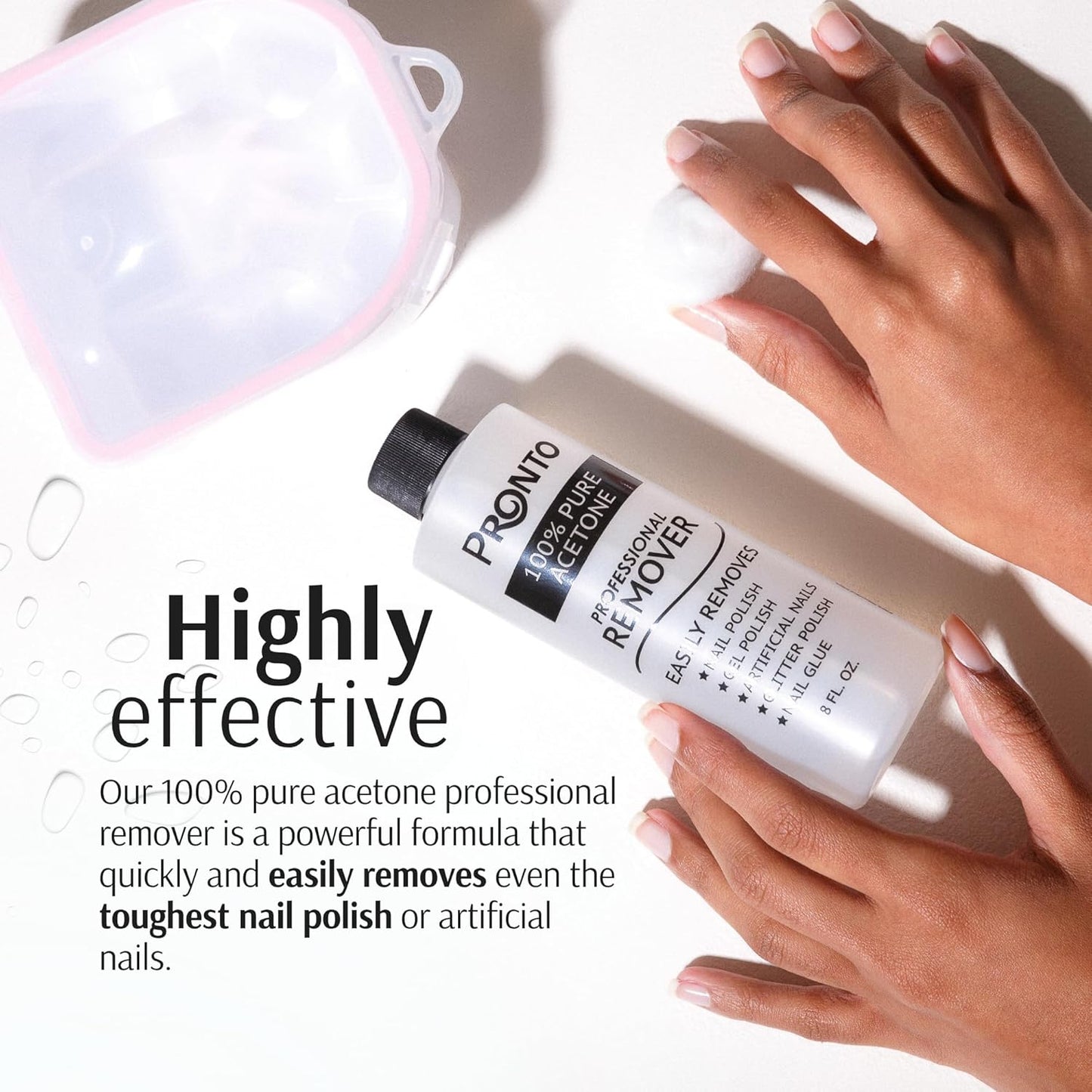 Pronto 100% Acetone Gel Nail Polish Remover - Polish Remover for Nails | Acetone Nail Polish Remover & Acrylic Nail Remover for Removal of Glue & Dip | Acrylic Nail Remover, 8 Fl oz 2 pack