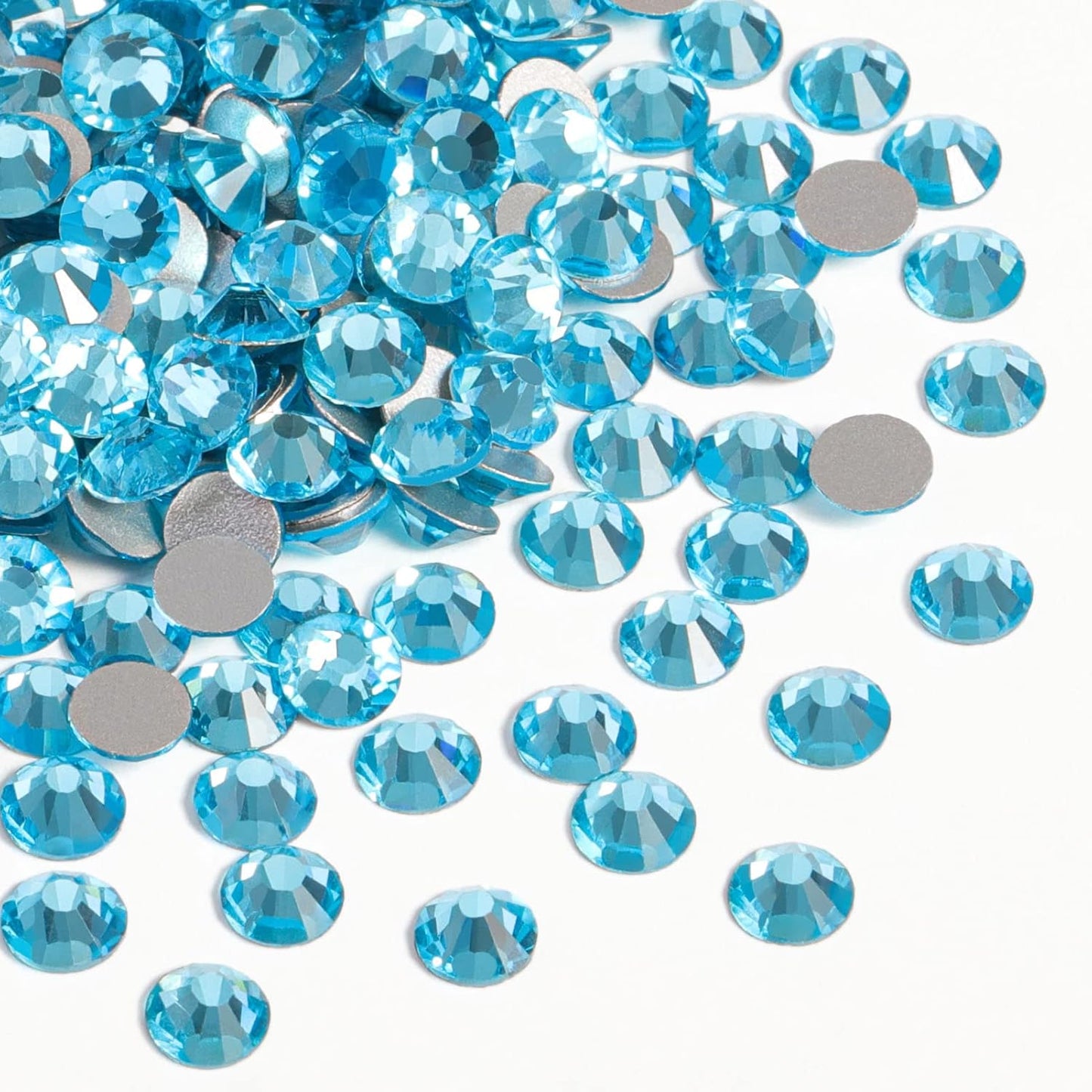 beadsland Flat Back Crystal Rhinestones Round Gems, Aquamarine (1.9-2.0mm) SS6/1440pcs
