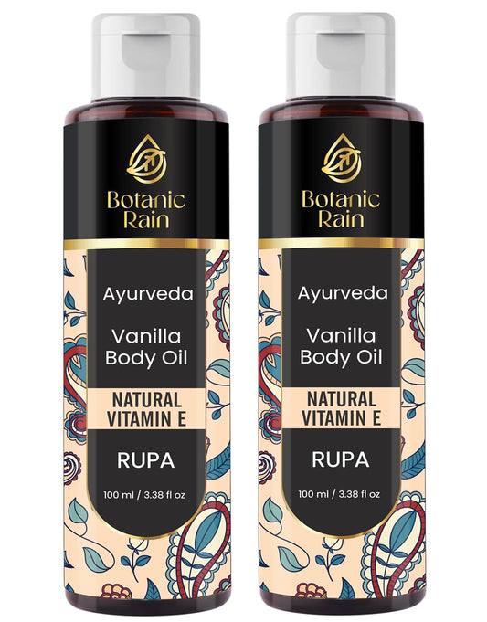 Ayurveda Vanilla Body Oil, Organic, Nourishing, & Hydrating Moisturiser for Dry, Flaky Crepey Skin - Fast Absorbing, Non-Greasy, Ayurvedic for Women & Men – 3.38 fl oz (2)