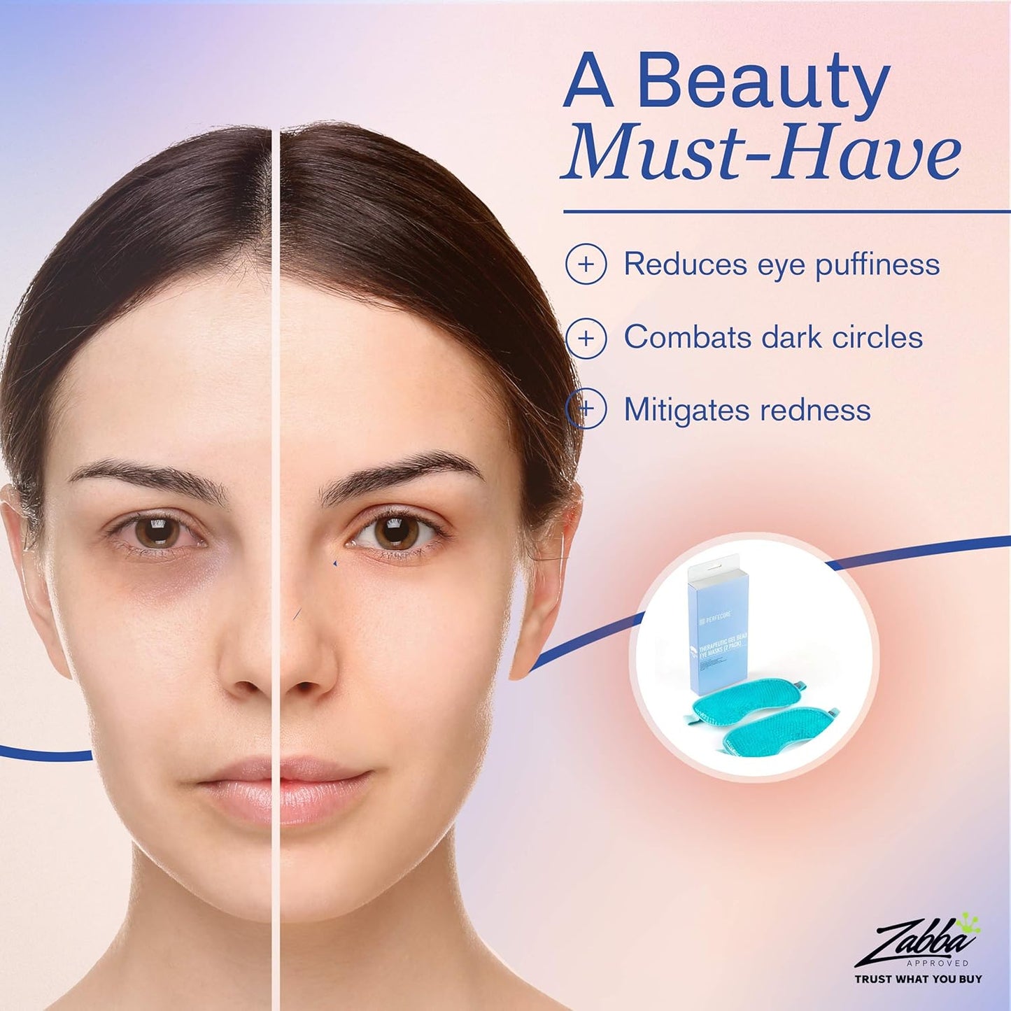 Facial Mask - Get Rid of Puffy Eyes - Migraine Relief, Sleeping, Therapeutic Hot Cold Compress Pack - Gel Beads, Spa Therapy Wrap for Sinus Face Puffiness Headaches (Green + Ice Pack)