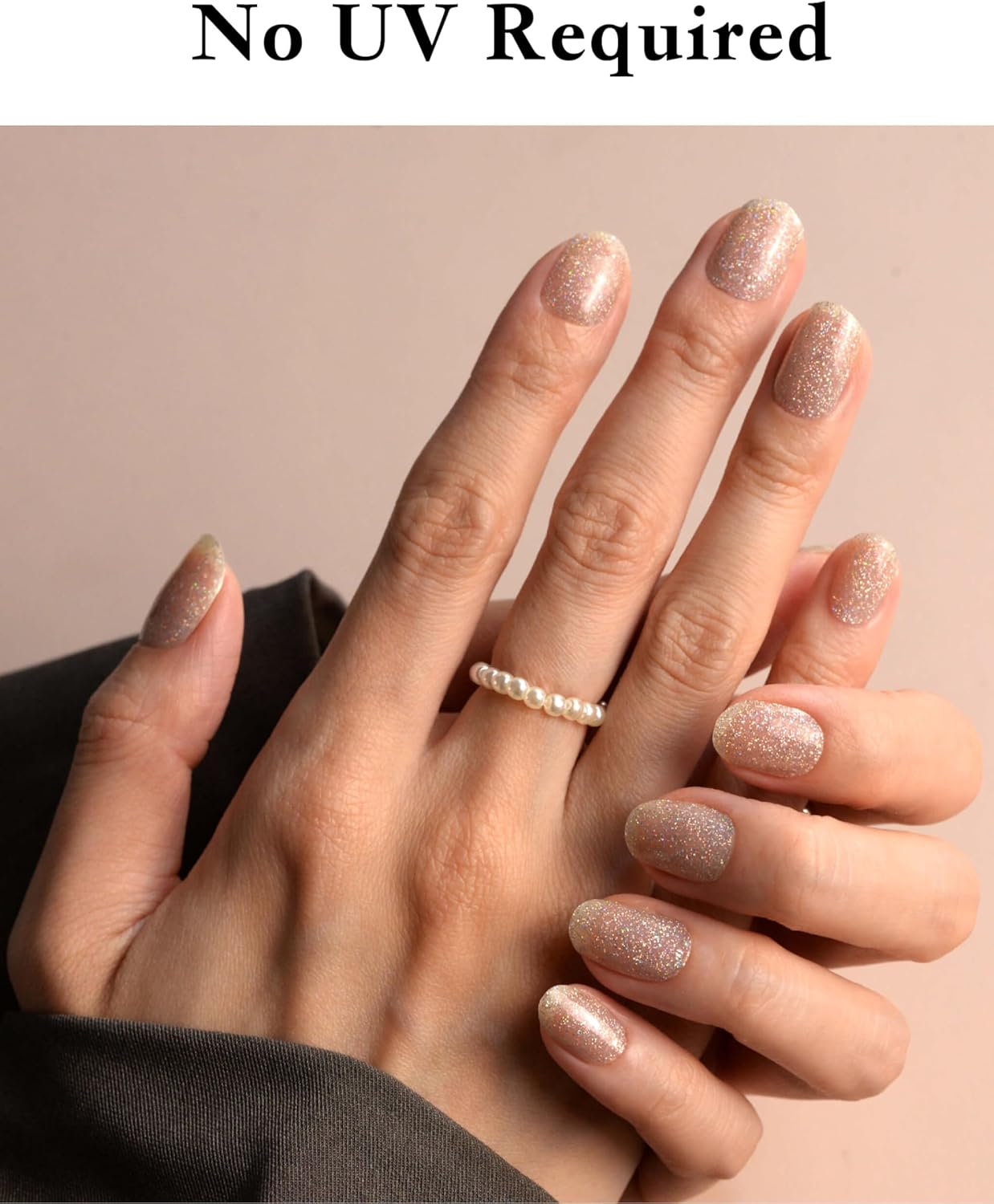 Nail Polish Strips, 44PCS Salon Quality Wraps with Top Coat, Long Lasting Gel Nail Stickers for Women Easy Apply& Remove (Glistening Waves Gold)