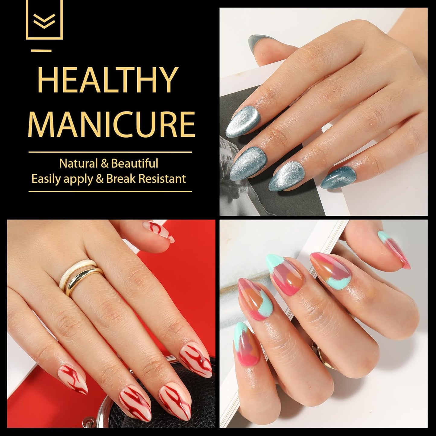 UNA GELLA Short Almond Gel Nail Tips, 600 Pcs Pre-Filed Short Nail Tips Almond Shape Half Matte Press On Nails 12 Sizes Full Cover Clear Fake Nails for Extension Home DIY Salon with Box